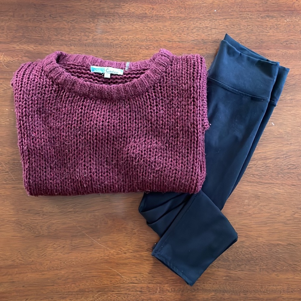 Boutique Maroon Chunky Knot Sweater